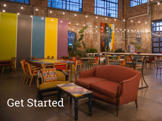 get started text on a picture of a small business.